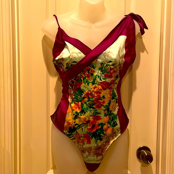 Jean Paul Gaultier Tops - Vintage Jean Paul Gaultier floral print bodysuit